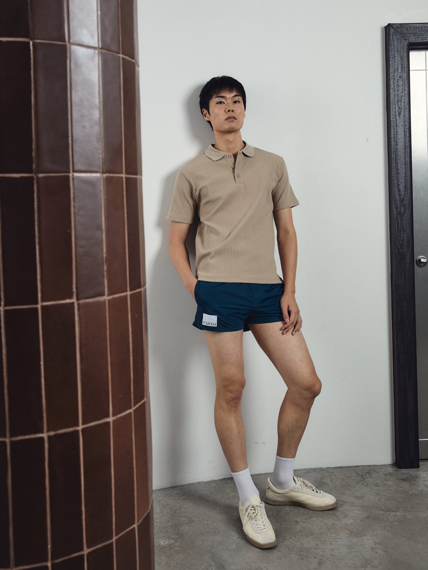 Luke Ribbed Polo Shirt Beige