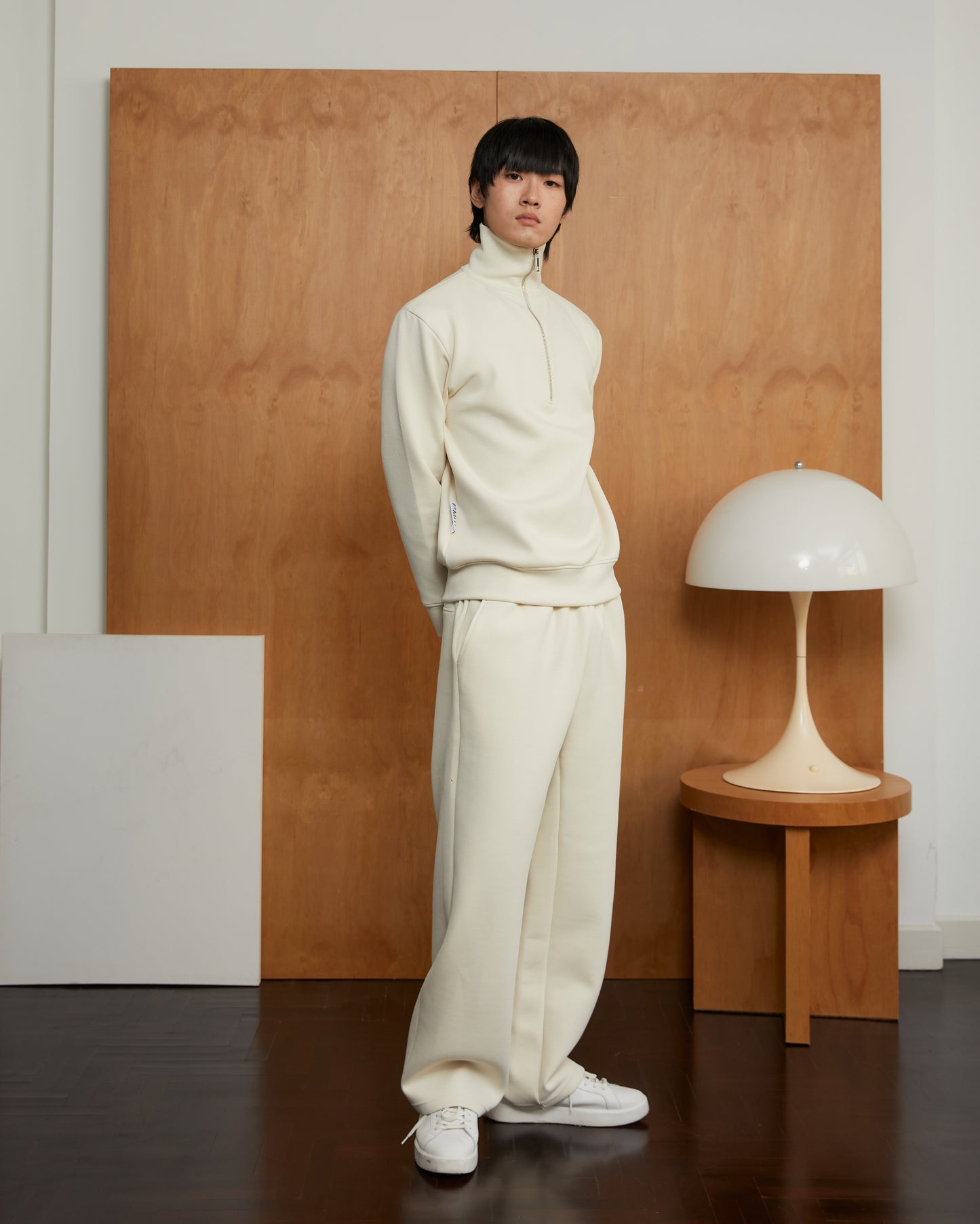 Bone Cotton Wide-Leg Sweatpants