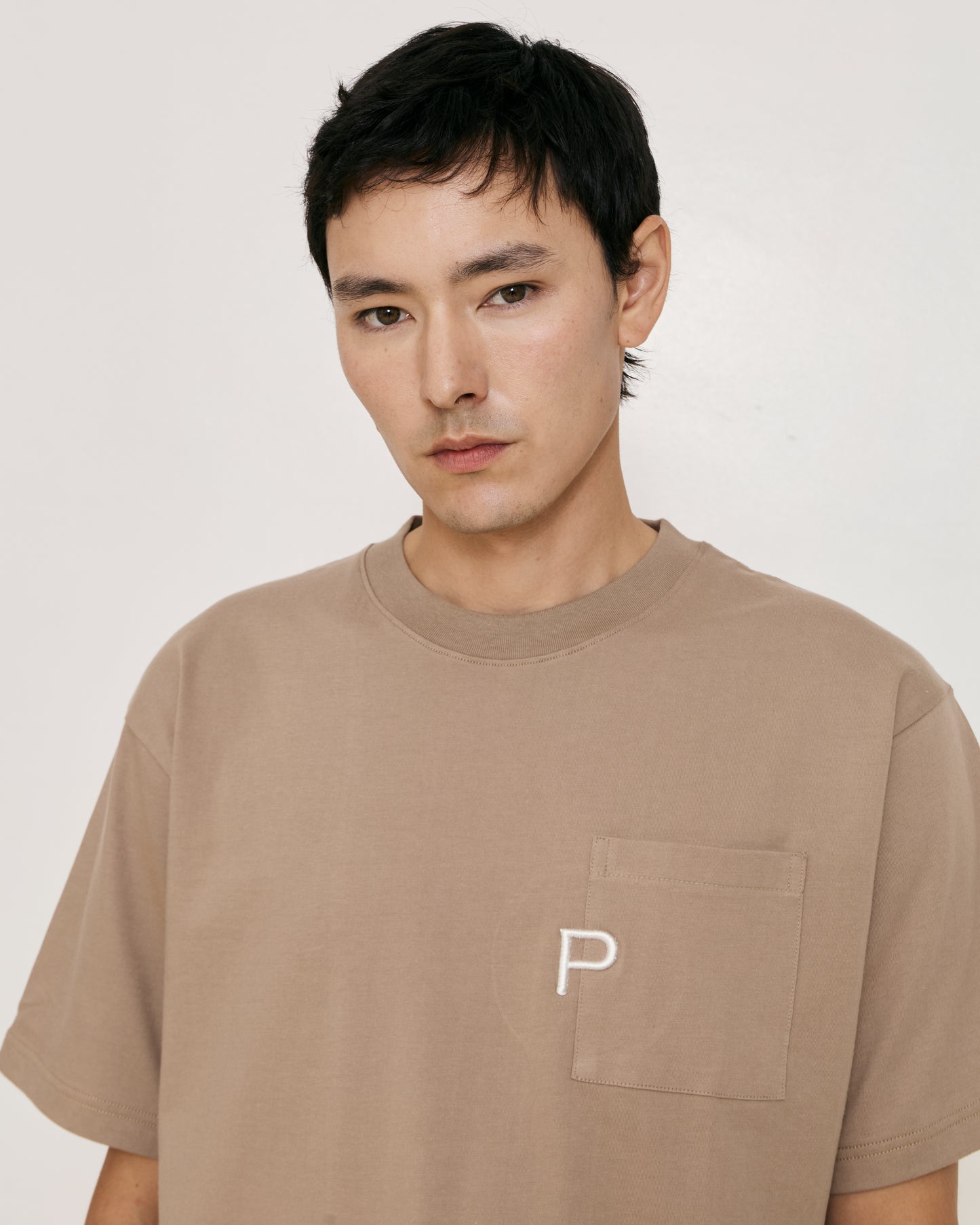 Brown Embroidery P Logo T-Shirt