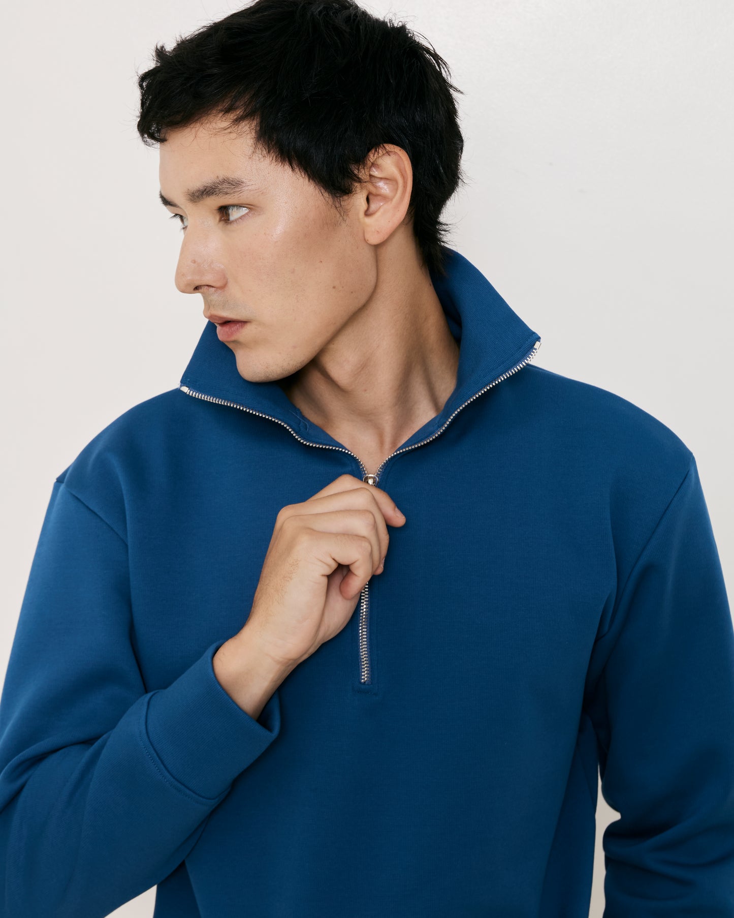 Mineral Blue Zippered Sweater