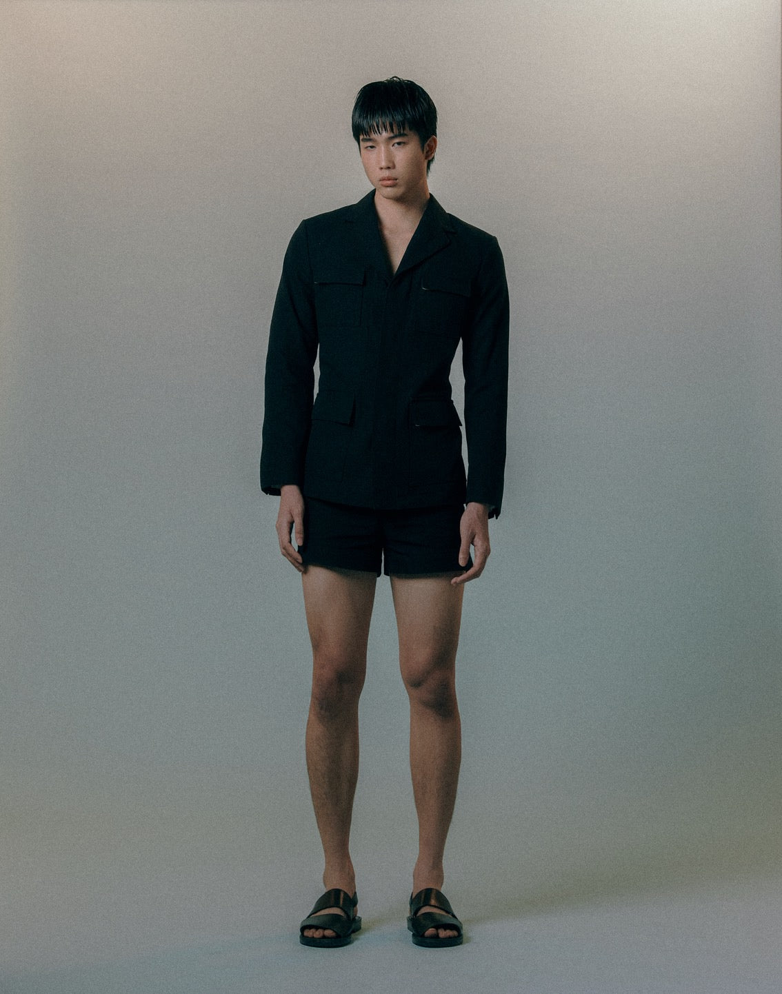 Black Textured Cotton Jacket