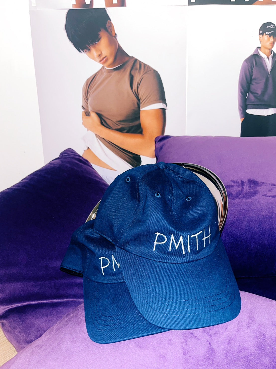 P Logo Cap in Navy Blue