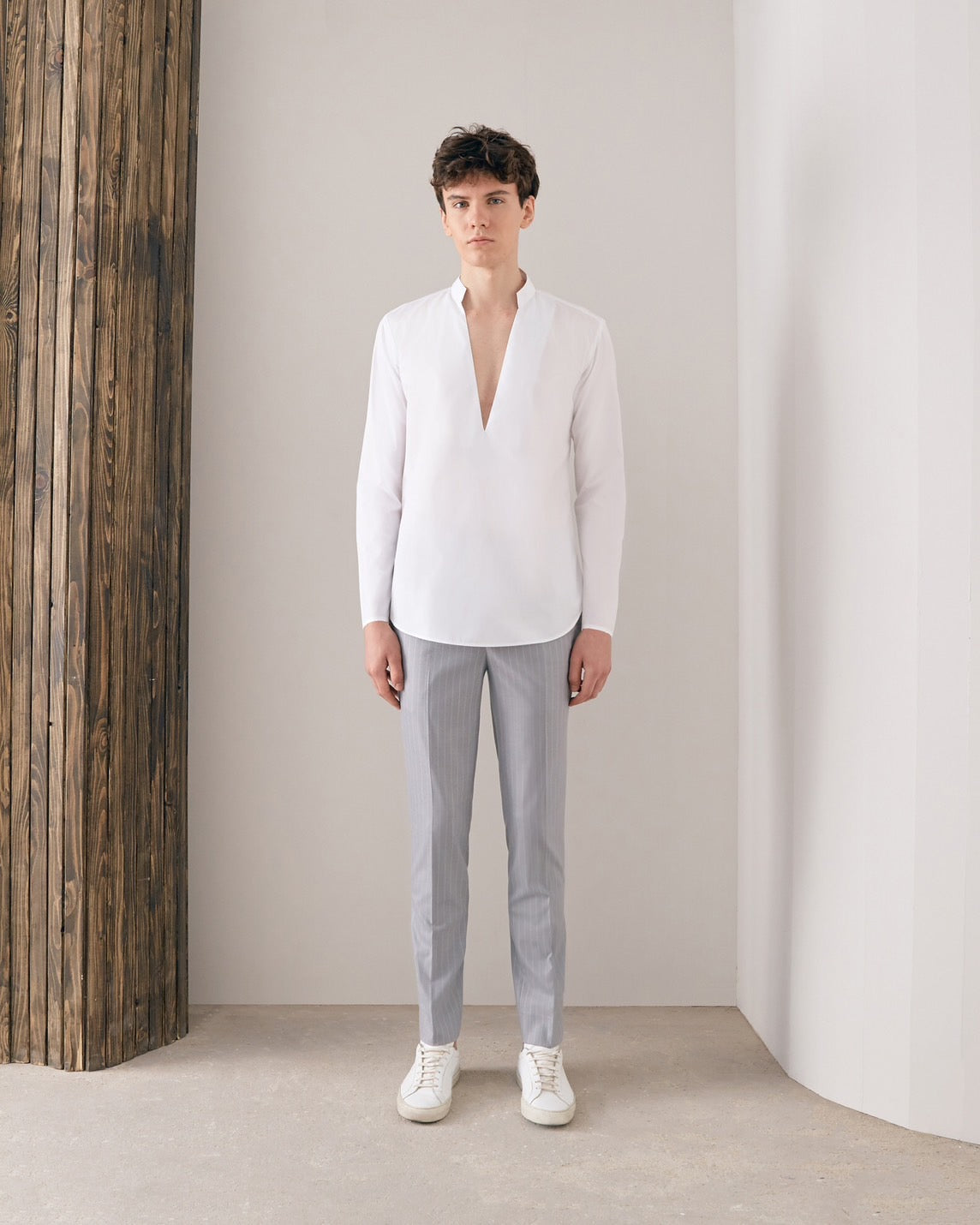 White V Deep Neck Shirt