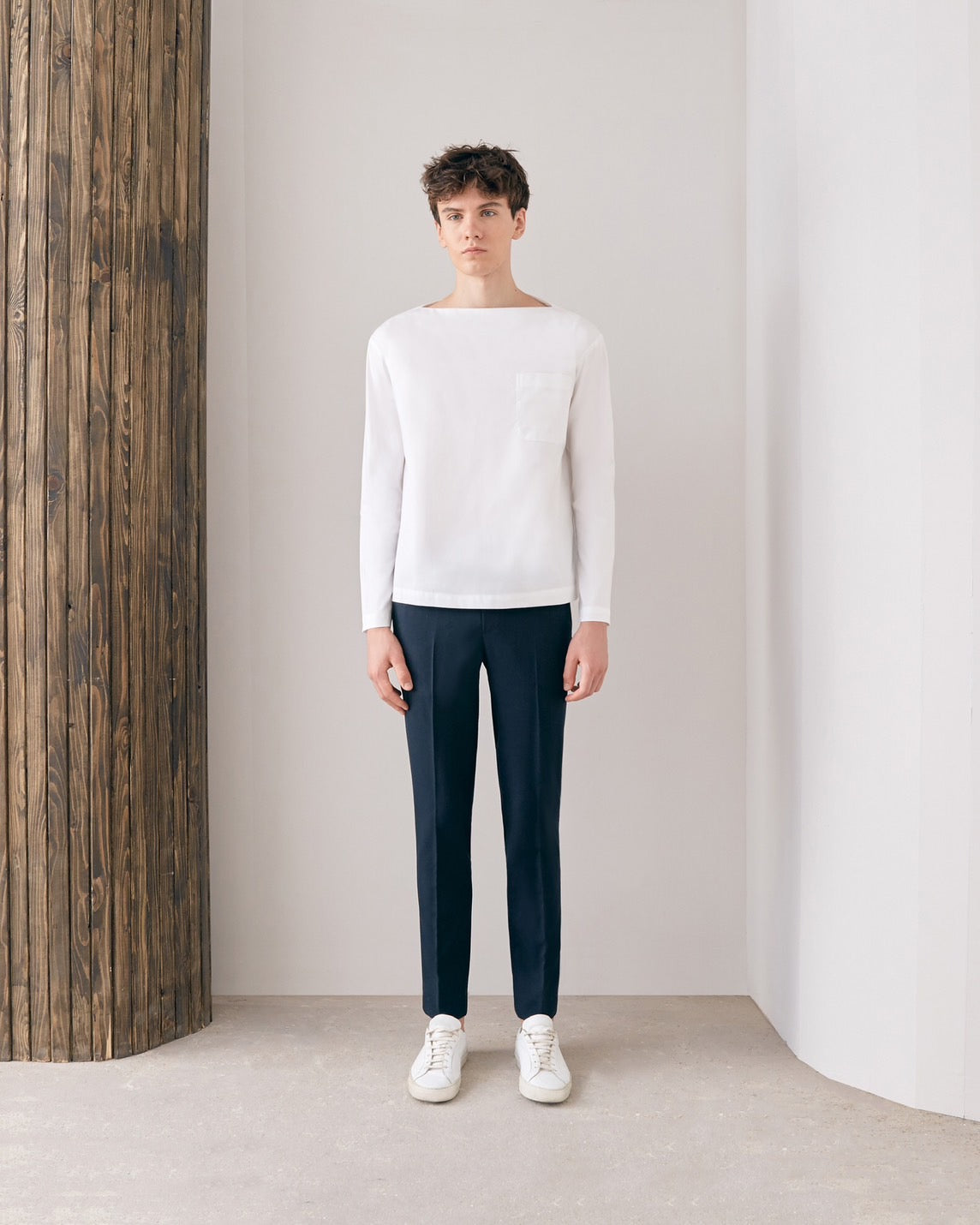 White Boat Neck Shirt