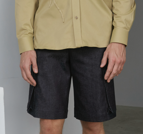 Navy Blue Denim Bermuda Shorts