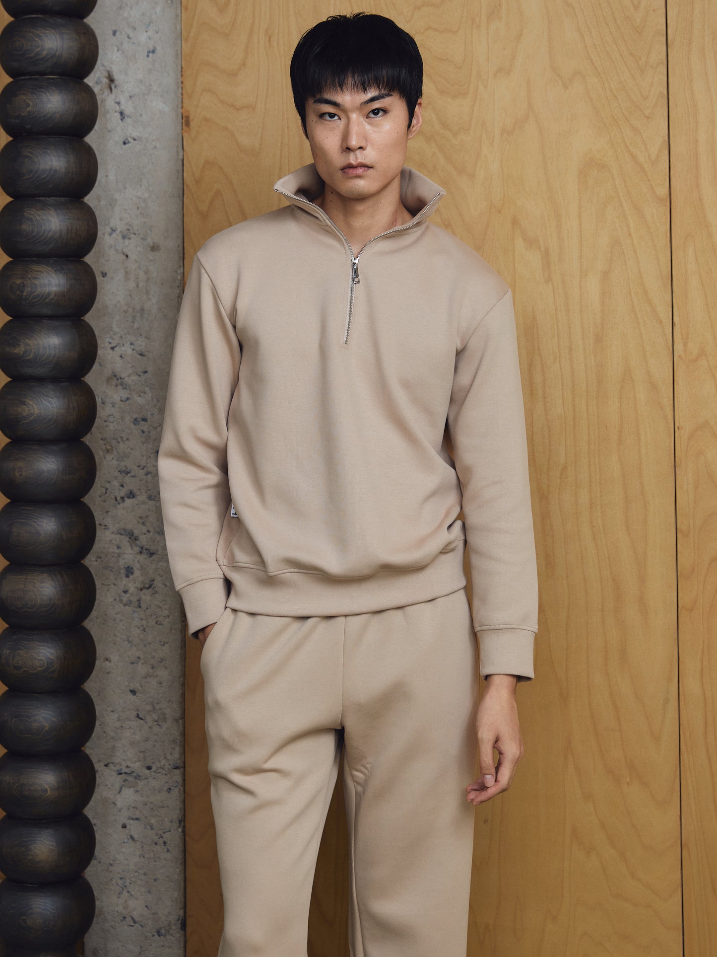 Reid Sweatzip Beige