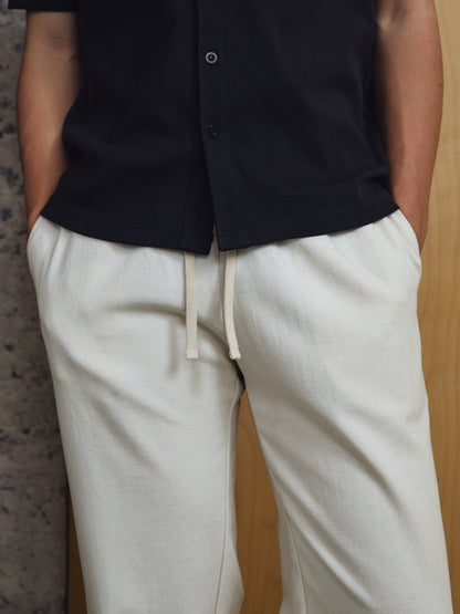 Mael Linen-blend Sweatpants - Bone