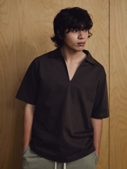 Mason V- Neck Oversized Shirt - Brown