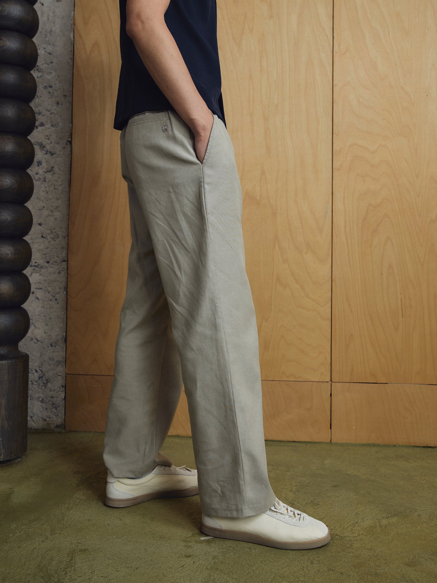 Mael Linen-blend Sweatpants - Moss Green