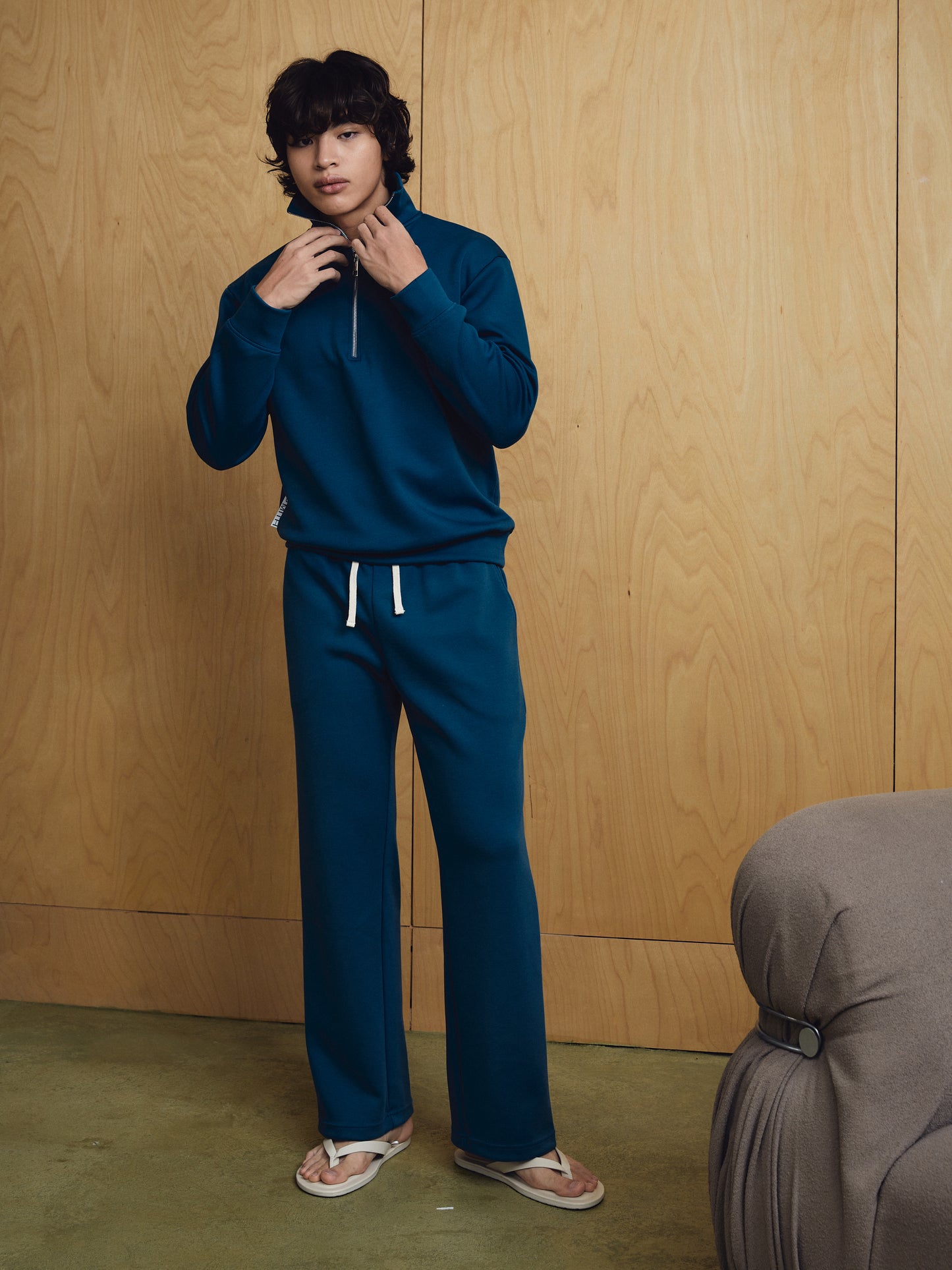 Reese Straight-cut Sweatpants Mineral Blue