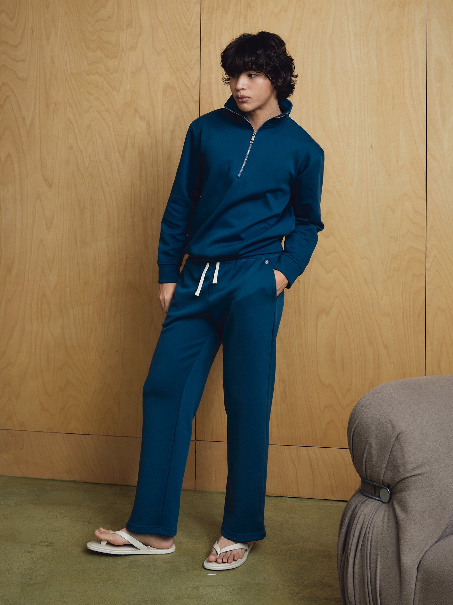 Reese Straight-cut Sweatpants Mineral Blue