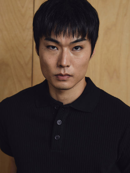 Luke Ribbed Polo Shirt Black