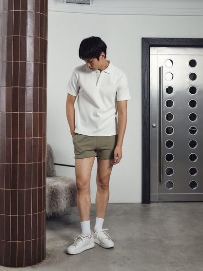 Luke Ribbed Polo Shirt White