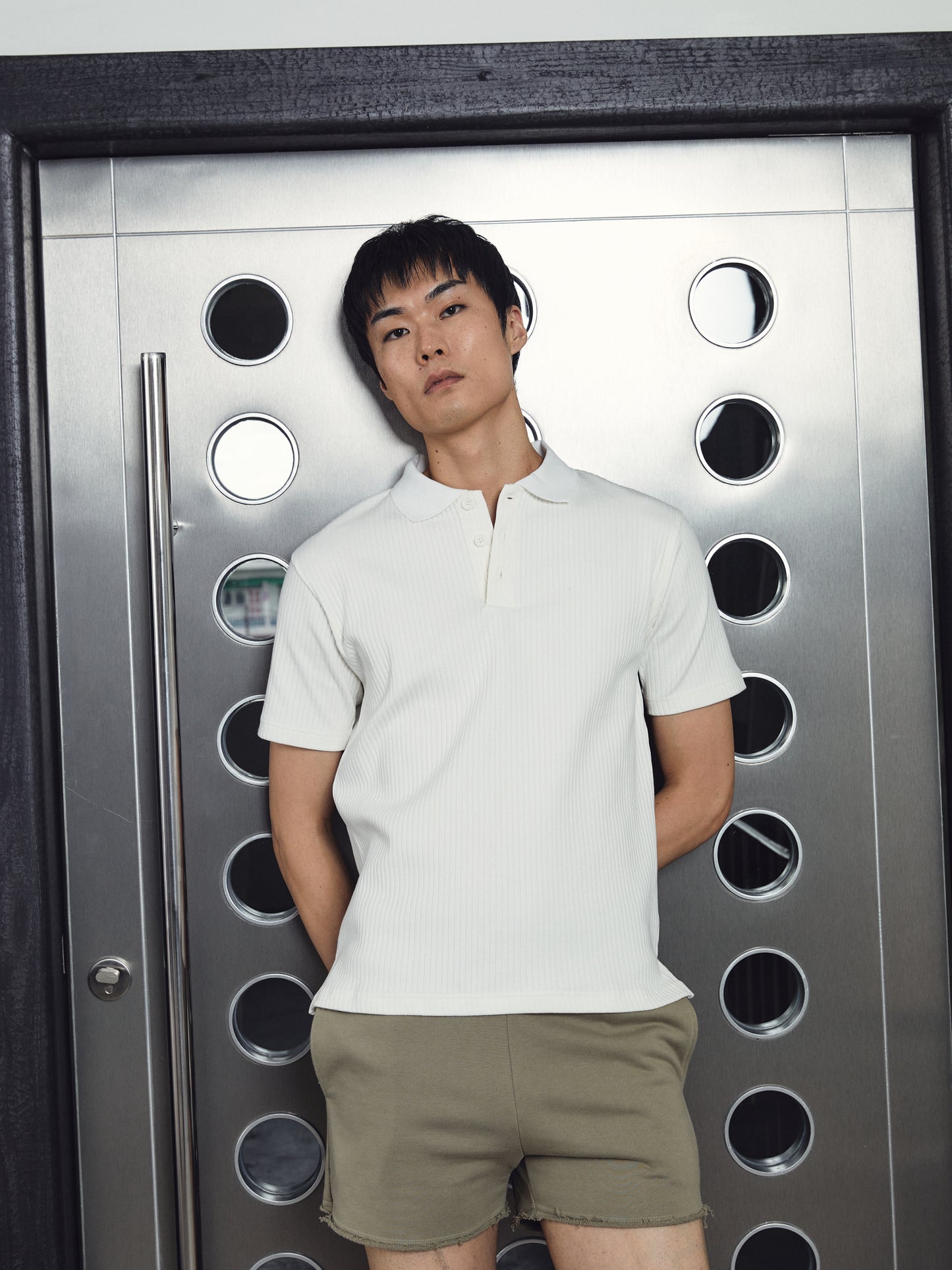 Luke Ribbed Polo Shirt White