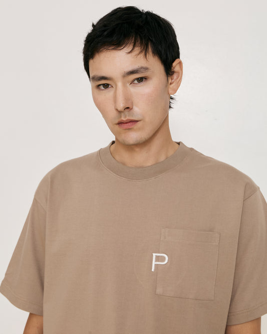 Brown Embroidery P  Logo T-Shirt