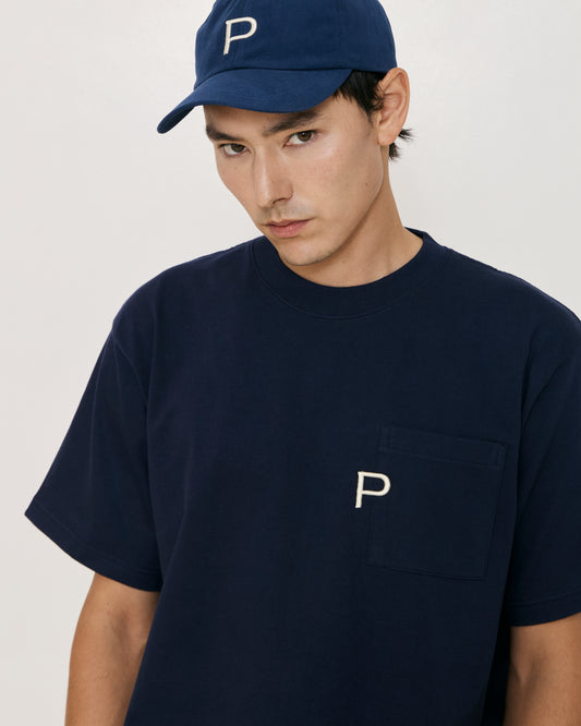 Navy Blue Embroidery  P  Logo T-Shirt