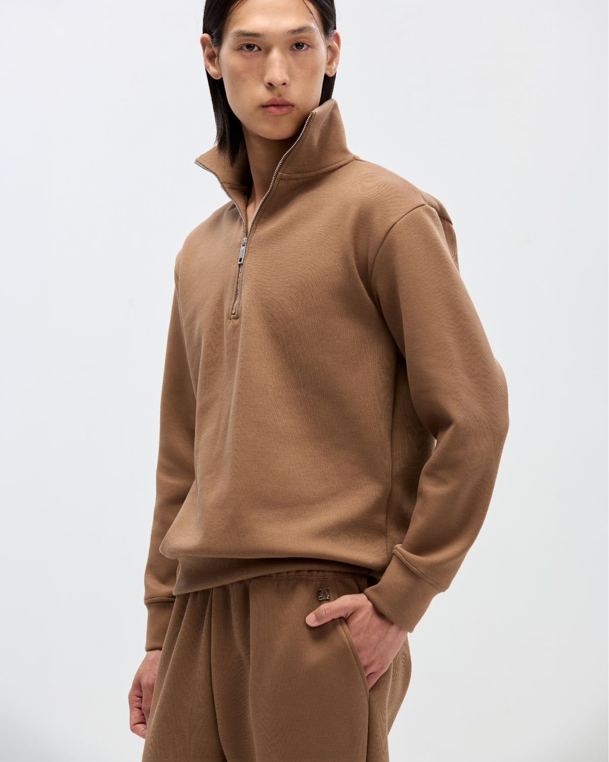Reid Sweatzip in Sepia Brown