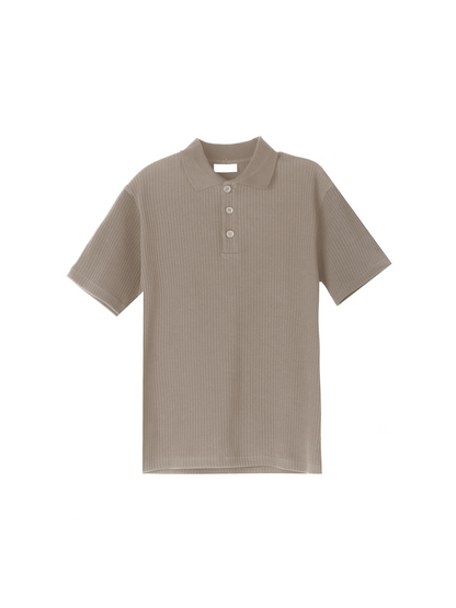 Luke Ribbed Polo Shirt  Beige