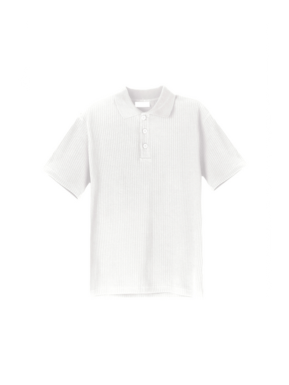 Luke Ribbed Polo Shirt White
