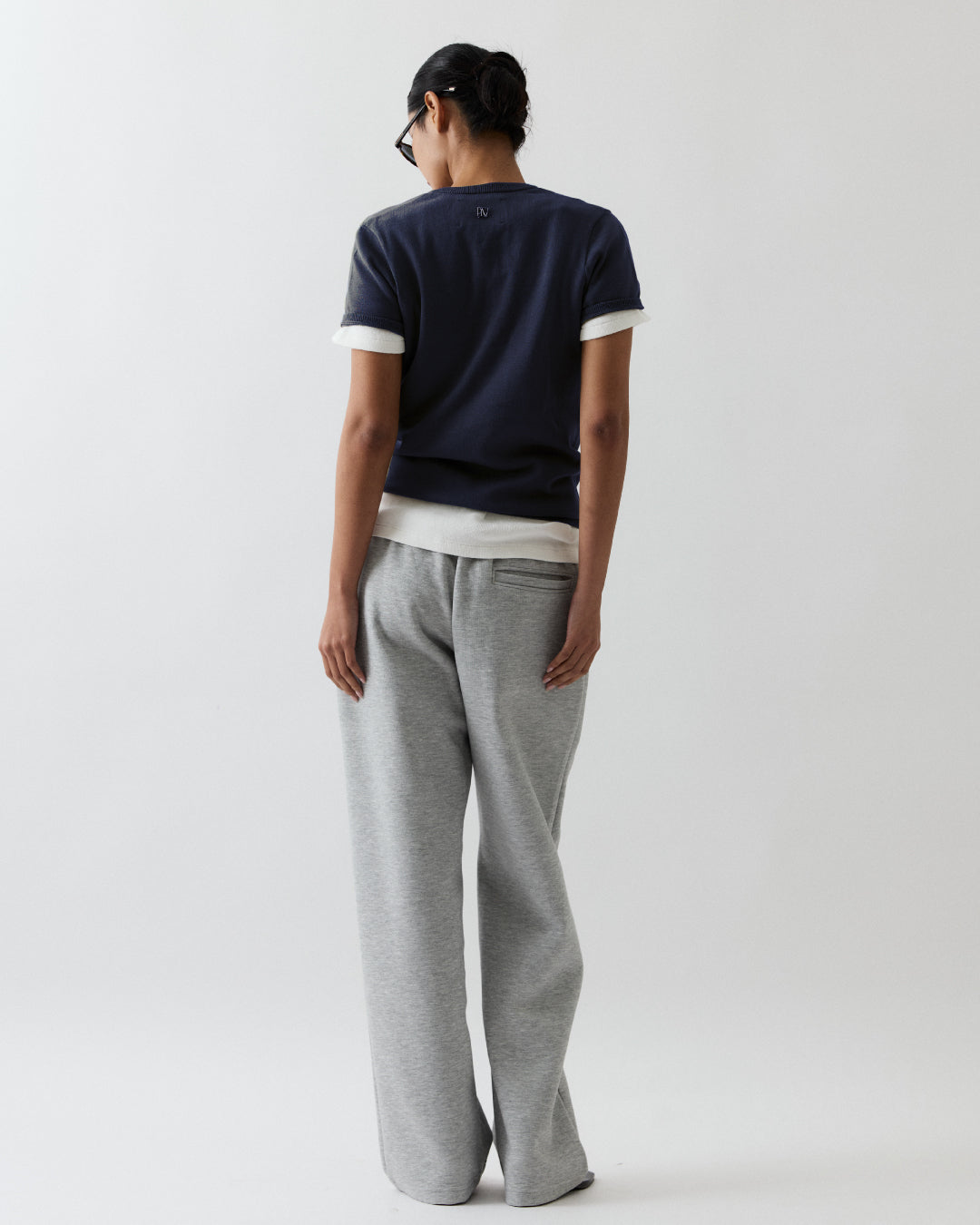 Malcolm Short-Sleeve Knitted Henley in Navy Blue
