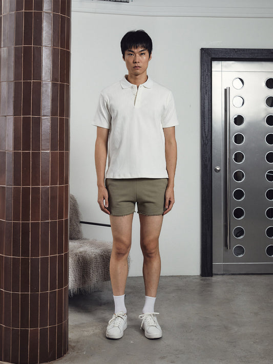 Luke Ribbed Polo Shirt White