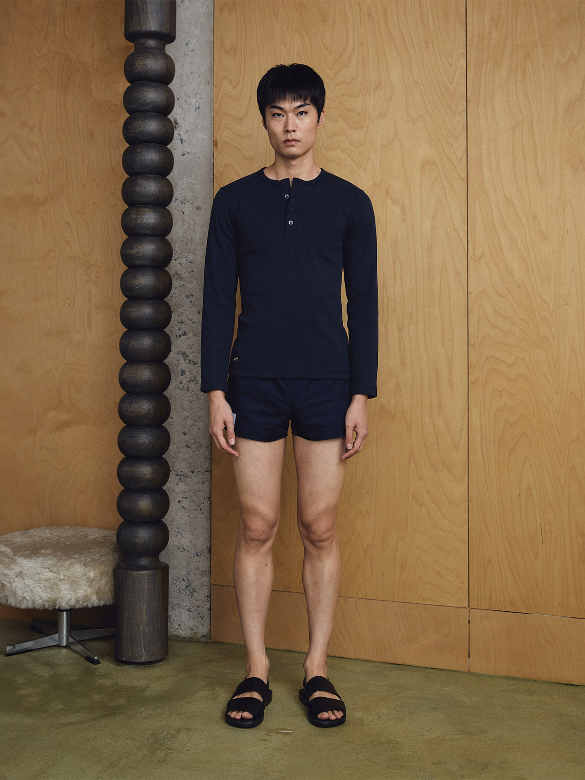 Roen Henley T-Shirt - Navy Blue